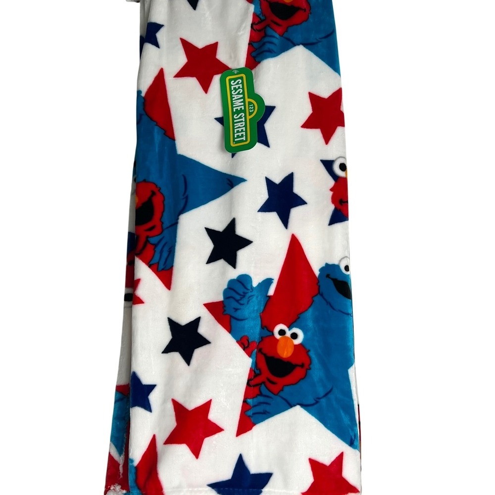 NWT Sesame Street Elmo Cookie Monster Star Plush Decorative Throw Blanket 50x60